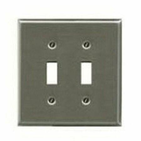 ATRON ELECTRO Atron Traditional Series Wallplate, 4-3/4 in L, 5 in W, 2-Gang, Metal, Satin Nickel 2167TTBN